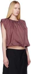 AMOMENTO Purple Nylon Volume Shirring Top