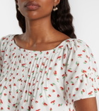 Posse Delia lace-trimmed printed cotton blouse