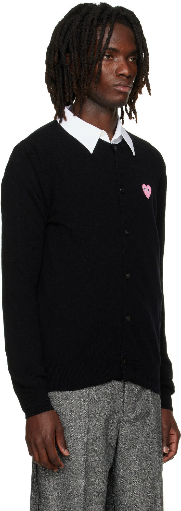 COMME des GARÇONS PLAY Black Heart Emblem Round Neck Cardigan