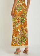 Alemais Lana Floral-print Fringed Linen Trousers Multicoloured