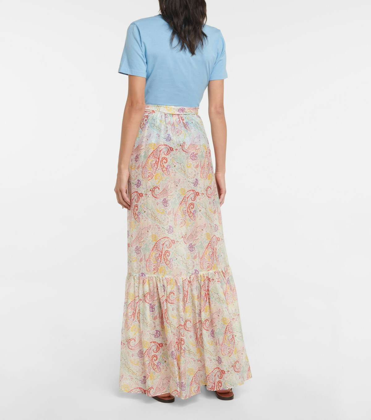 ETRO Size 8 Slate Cotton Blend Pleated Skirt
