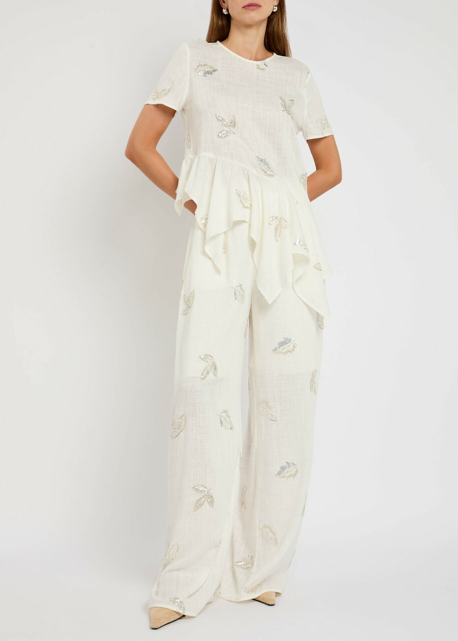 Marques' Almeida Embellished Woven top White