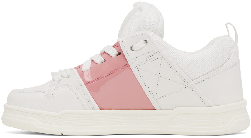 Valentino Garavani White & Pink Open Skate Sneakers