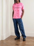Givenchy - Layered Distressed Logo-Print Cotton-Jersey T-Shirt - Pink