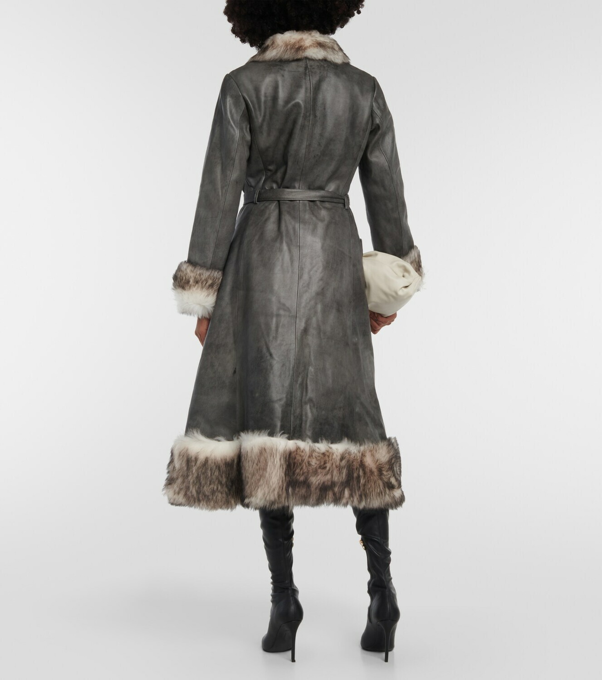Dodo Bar Or Zvika belted shearling-trimmed coat