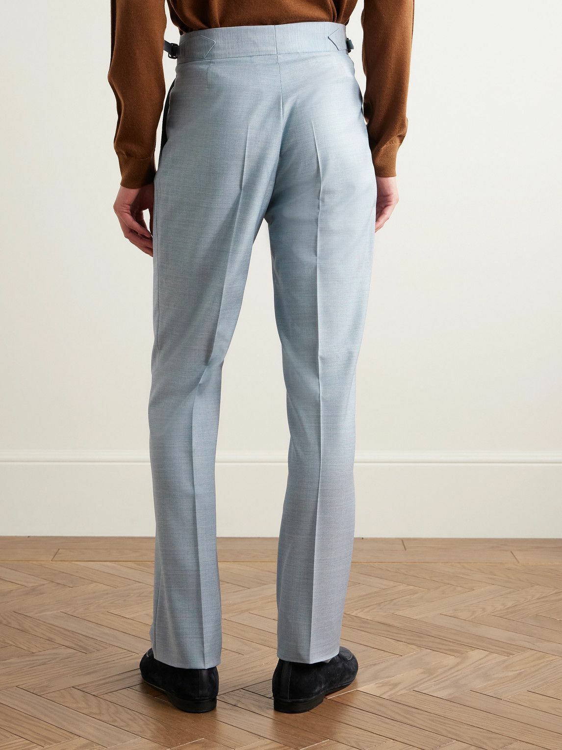 Richard James - Hepworth Slim-Fit Pleated Wool Suit Trousers - Blue