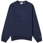 Sporty & Rich x Lacoste Oval Logo Embroidered Crew Sweat in Marine