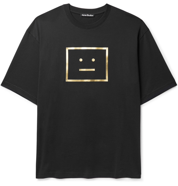 Photo: ACNE STUDIOS - Exford Oversized Iridescent Logo-Print Cotton-Jersey T-Shirt - Black