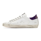 Golden Goose White and Purple Superstar Sneakers