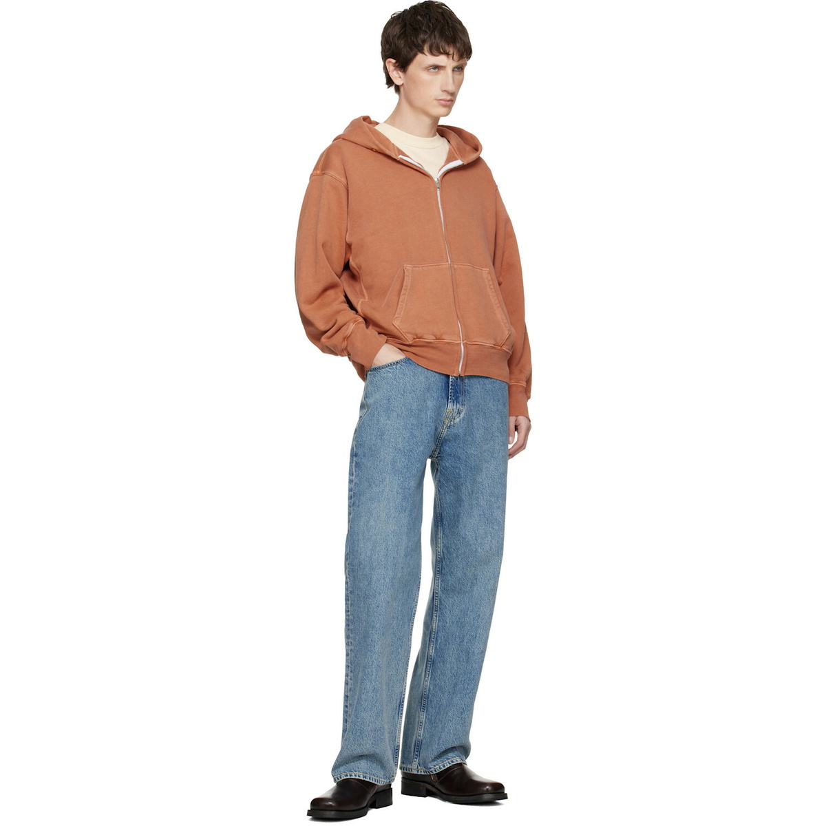 Les Tien Orange Heavyweight Zip Hoodie