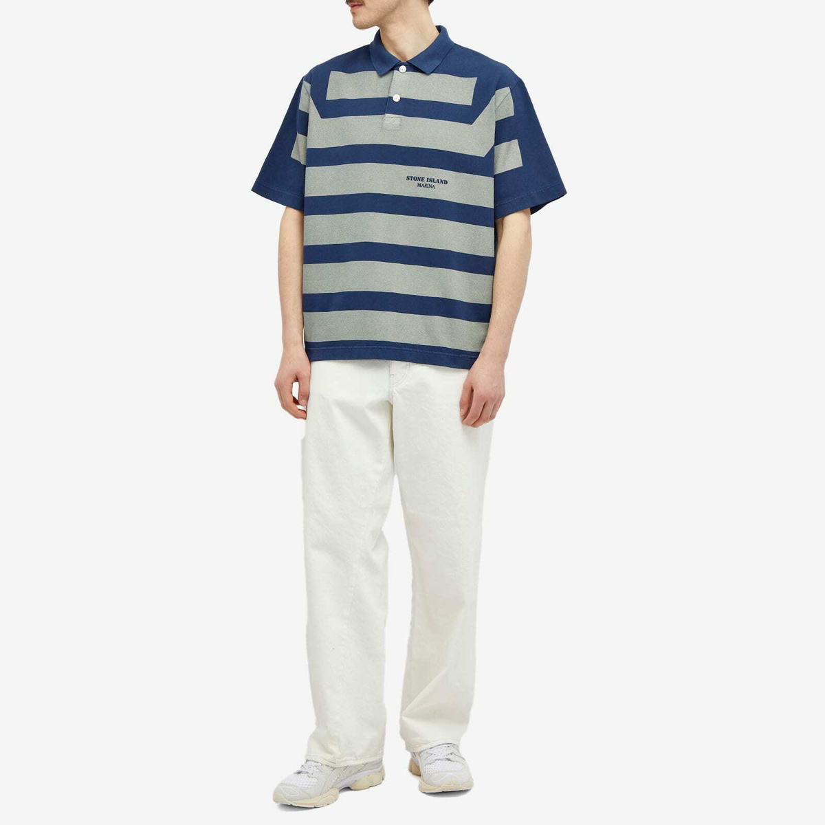 Blue Stripe Island Road Jersey Polo