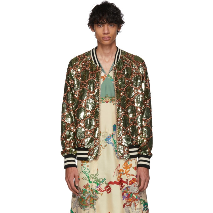 Photo: Gucci Green GG Sequin Bomber Jacket