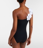 Karla Colletto Tess one-shoulder floral-appliqué swimsuit