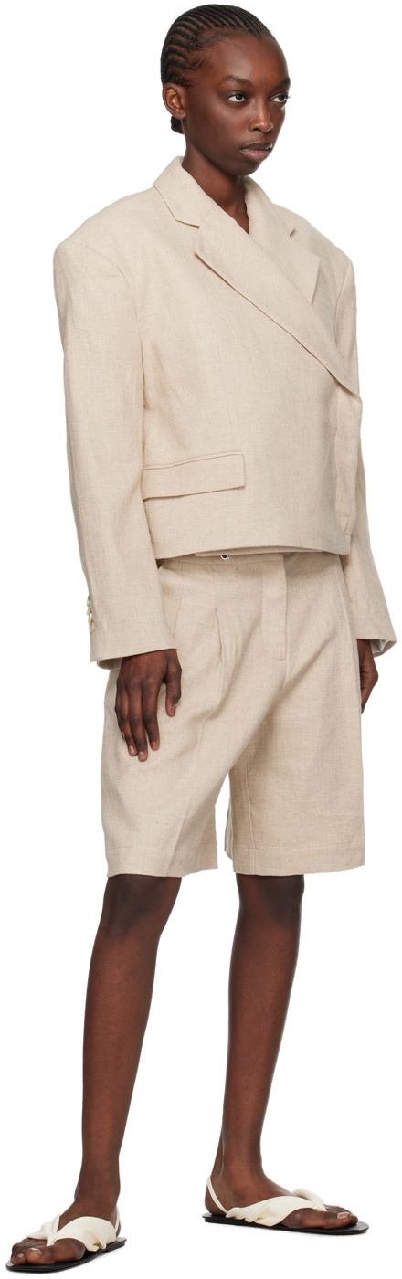 REMAIN Birger Christensen Beige Pleated Shorts