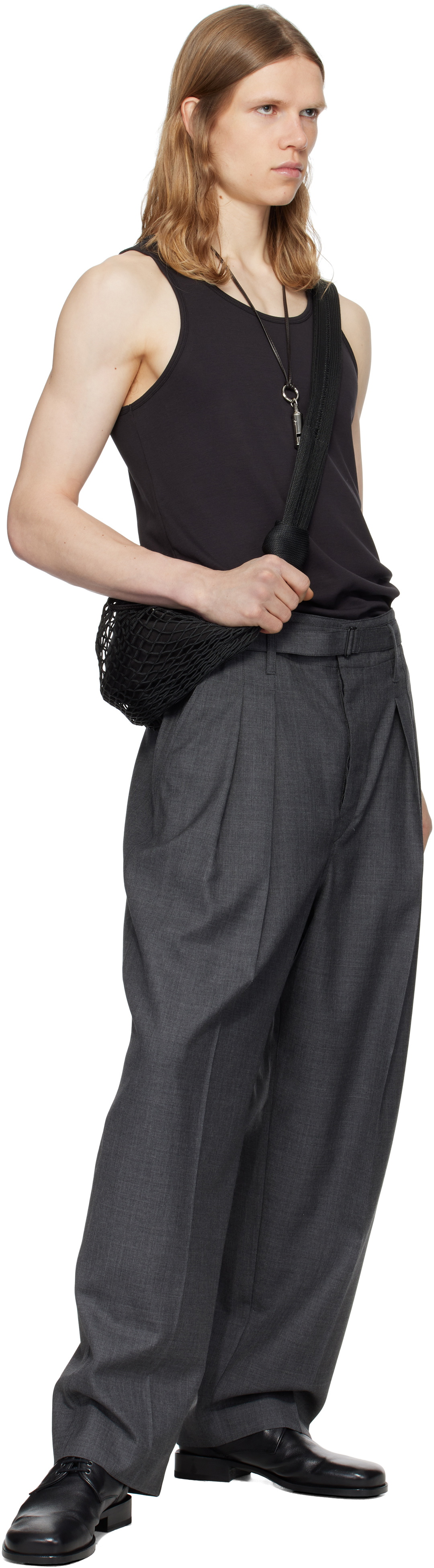 LEMAIRE BELTED PLEATED グレー ベルト付きパンツ LEMAIRE Belted Pleated Trousers | Grey | FARFETCH UK