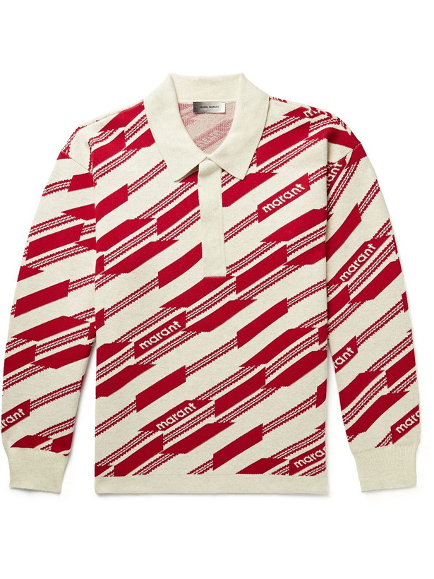 Photo: Isabel Marant - Elliot Jacquard-Knit Polo Shirt - Red