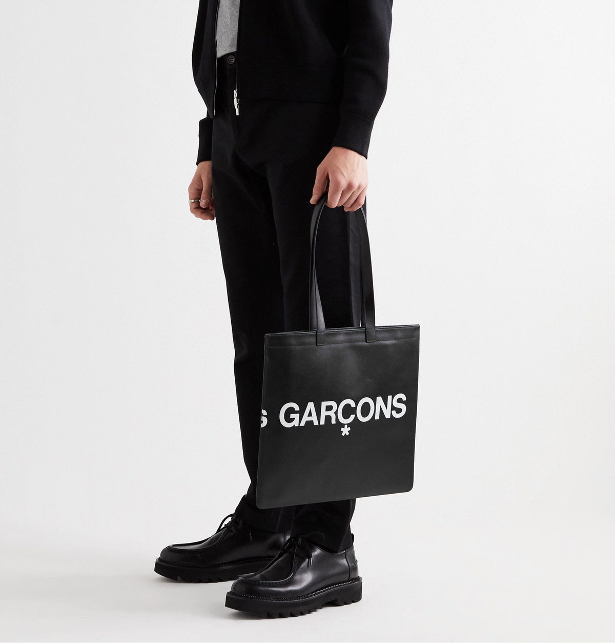 Comme Des Garcons Wallet Leather Tote Bag With Logo