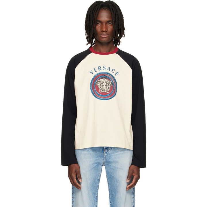 Photo: Versace White & Black Printed Cotton-Jersey Regular T-shirt