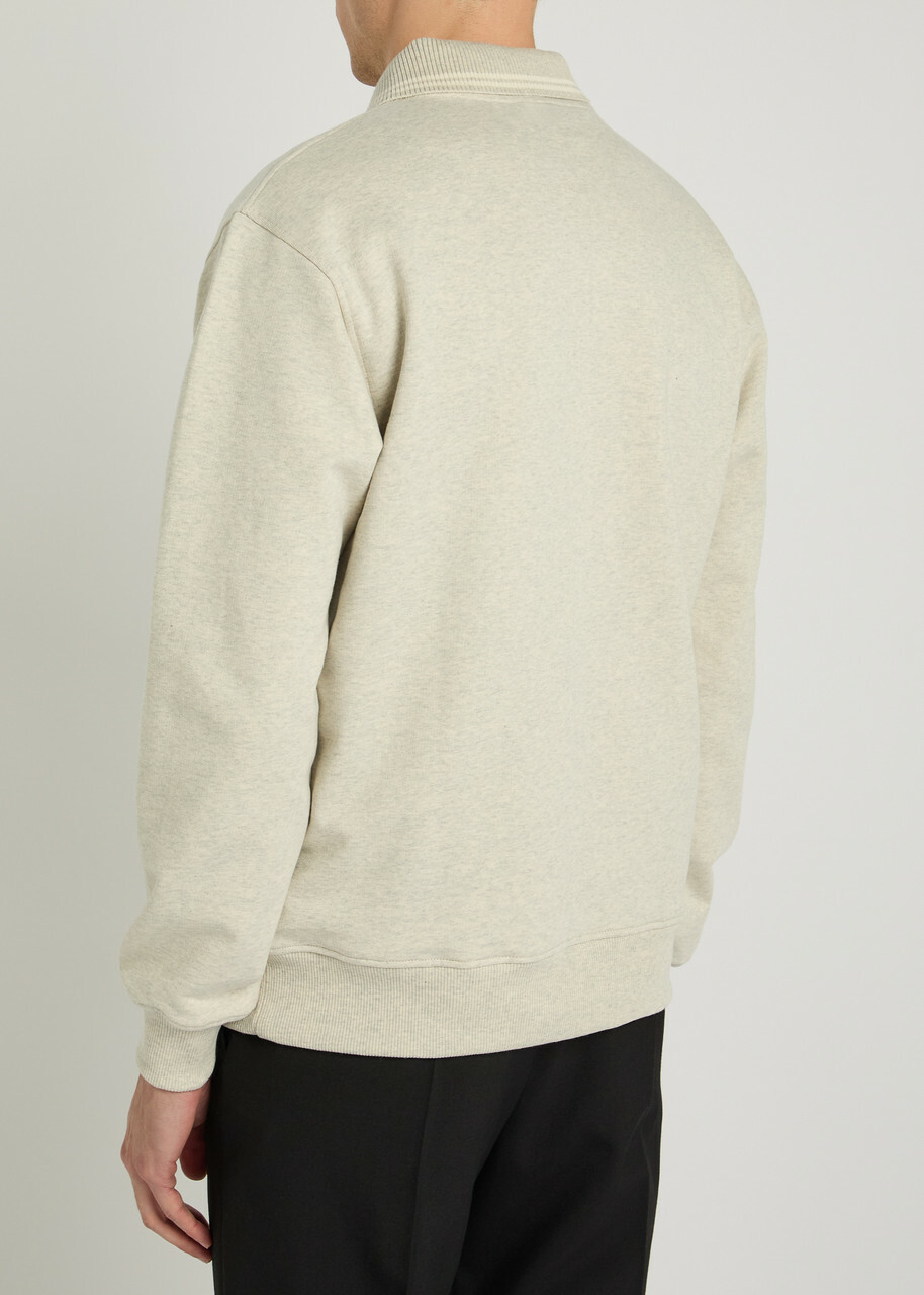 DRÔLE DE Monsieur Le Polo Drôle Logo-embroidered Cotton Polo Jumper Grey