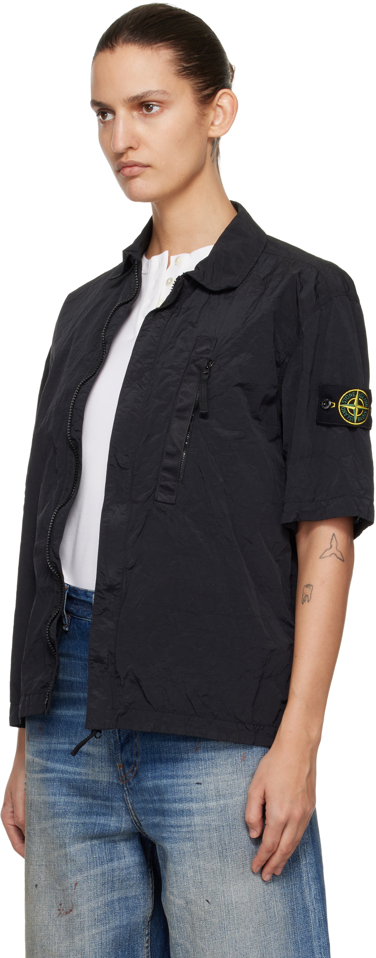 Stone Island Black 1200028 Nylon Metal ECONYL Shirt