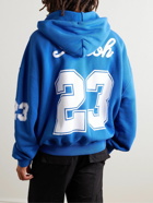 Off-White - Printed Cotton-Jersey Hoodie - Blue