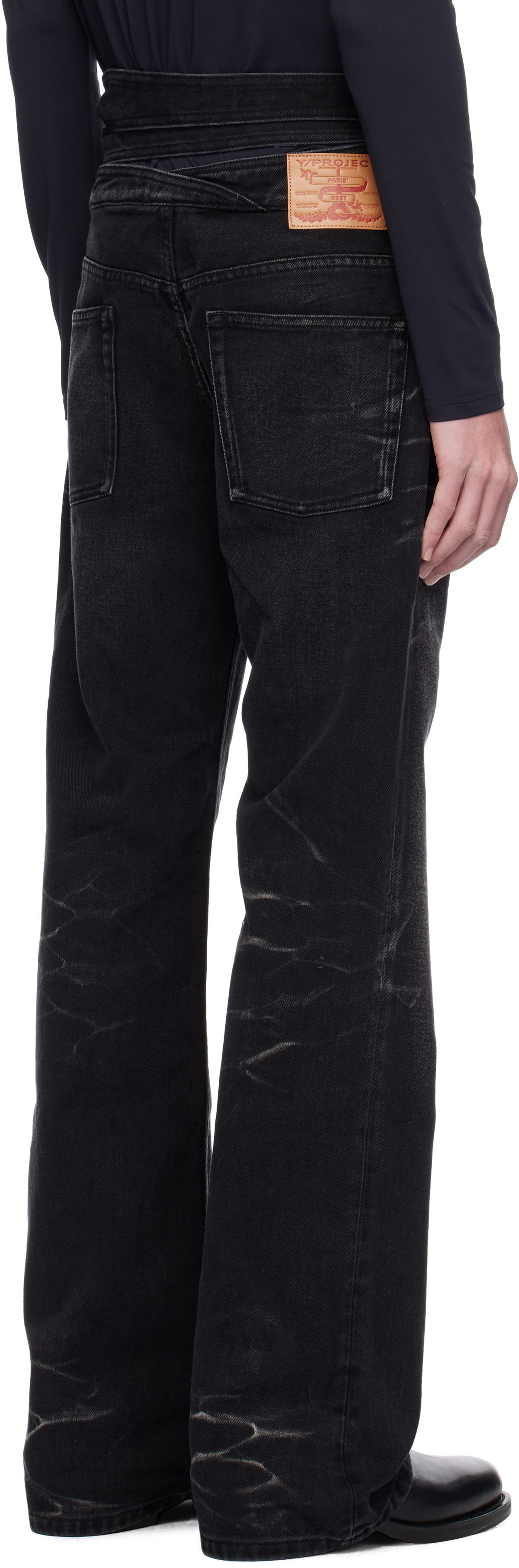 Y/Project Black Wrap Belt Jeans