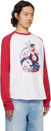 AMBUSH White & Red Raglan Long Sleeve T-shirt
