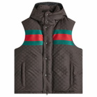 Gucci Men's Jacquard GG GRG Down Vest in Brown