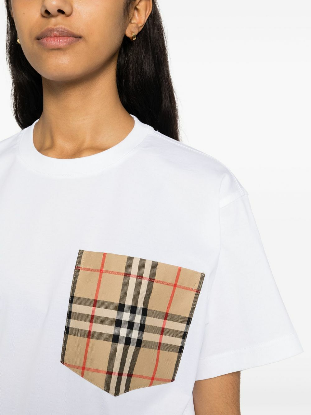 BURBERRY - Check Pocket Cotton T-shirt Burberry