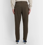 Universal Works - Tapered Pleated Cotton-Blend Seersucker Trousers - Brown