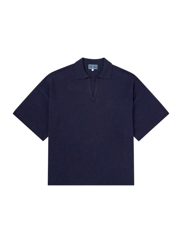 Photo: Blue Blue Japan - Knitted Polo Shirt - Blue
