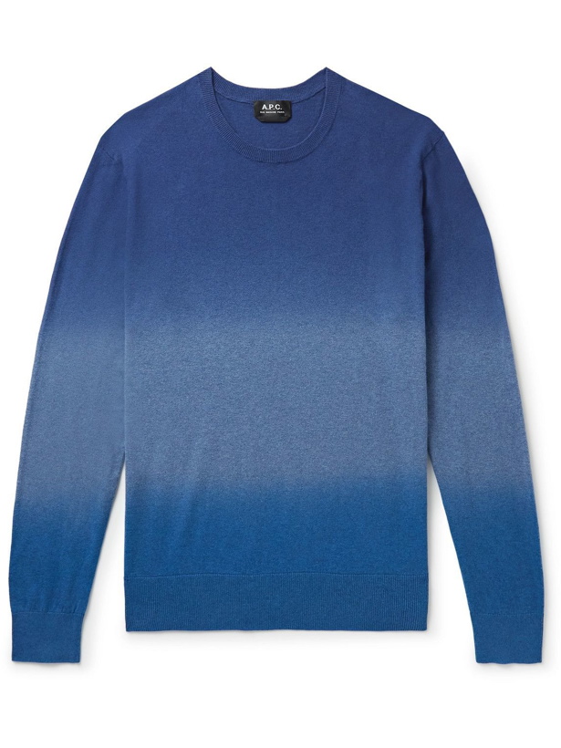 Photo: A.P.C. - Adrien Dip-Dyed Cotton Sweater - Blue
