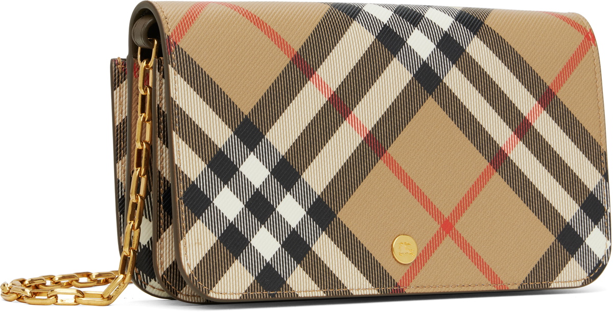 【送関込】Burberry☆Check wallet with chain shoulder strap Check Chain Strap Wallet in Archive beige/military - Women