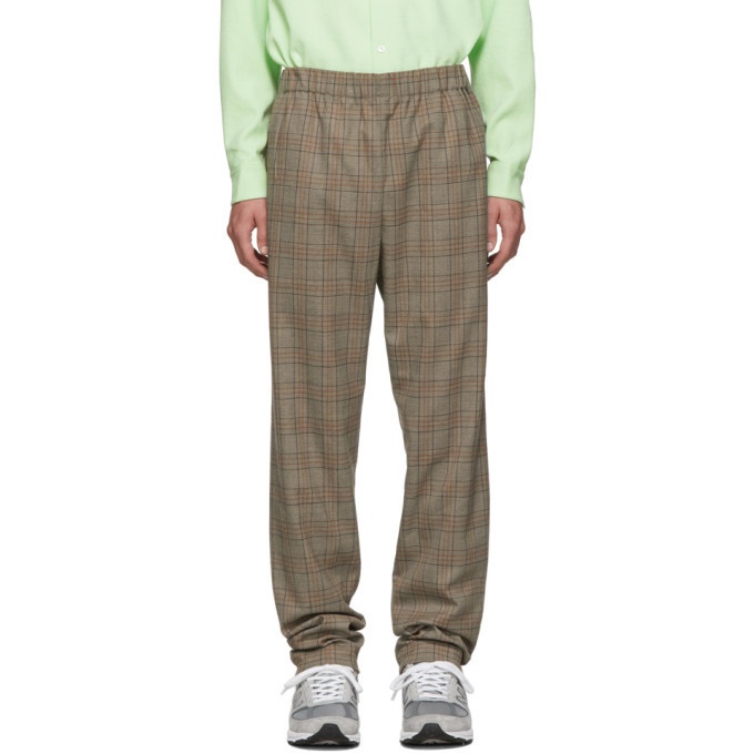 Photo: Tibi SSENSE Exclusive Brown Check James Pull On Trousers