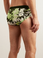 TOM FORD - Floral-Print Stretch-Cotton Briefs - Green