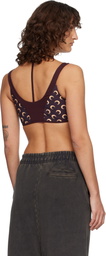 Marine Serre Burgundy Athleisure Moon Printed Bralette