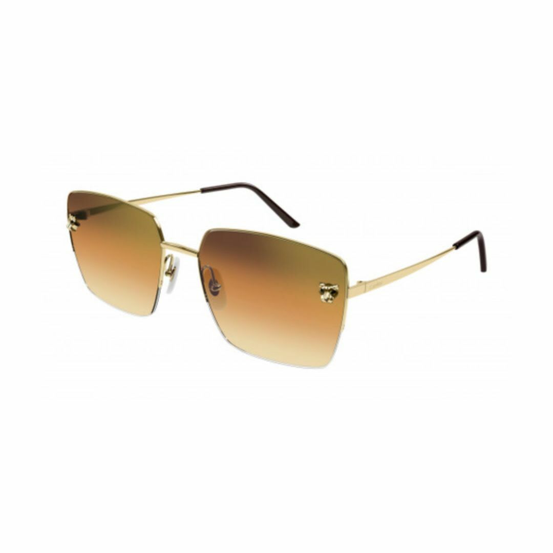 サングラス Cartier Cartier - CT0333S - 003 gold gold orange CARTIER Sunglasses Gold Panther Aviator Half Rim Orange