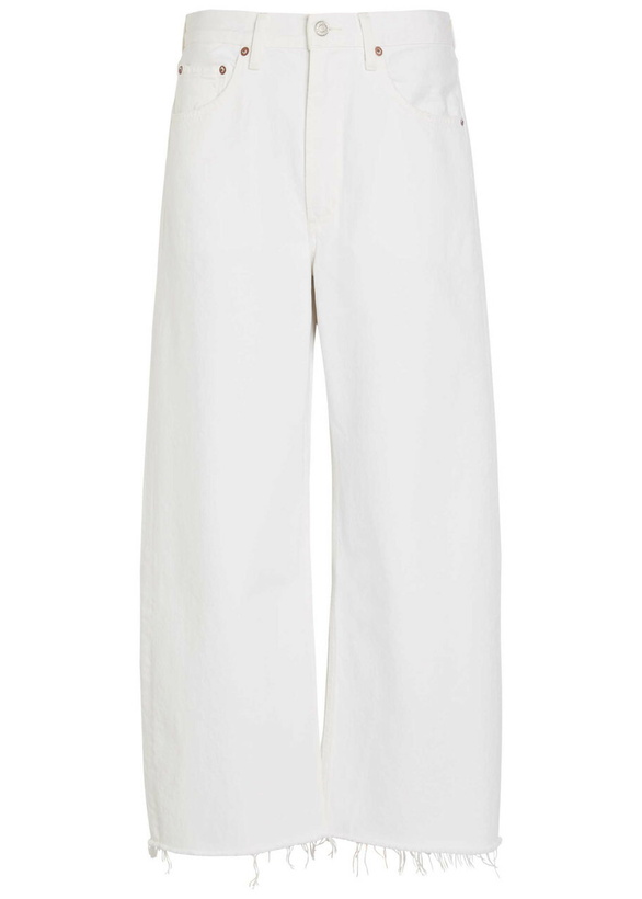 Photo: Agolde Low Curve Frayed Barrel-leg Jeans White