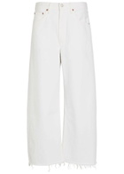 Agolde Low Curve Frayed Barrel-leg Jeans White