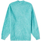Auralee Men's Brushed Mohair Crew Knit in Blue