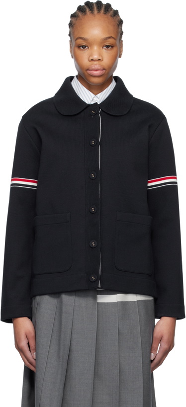 Photo: Thom Browne Navy Cotton Loopback Work Jacket