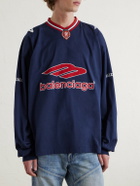 Balenciaga - Oversized Appliquéd Printed Cotton-Jersey T-Shirt - Blue