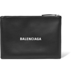 Balenciaga - Logo-Print Textured-Leather Pouch - Men - Black