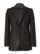 Favourbrook - Randwick Slim-Fit Faille-Trimmed Herringbone Linen and Silk-Blend Tuxedo Jacket - Brown