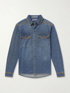 MANAAKI - Tukutuku Embroidered Denim Shirt - Blue