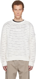 MM6 Maison Margiela Off-White Open-Knit Stripe Sweater