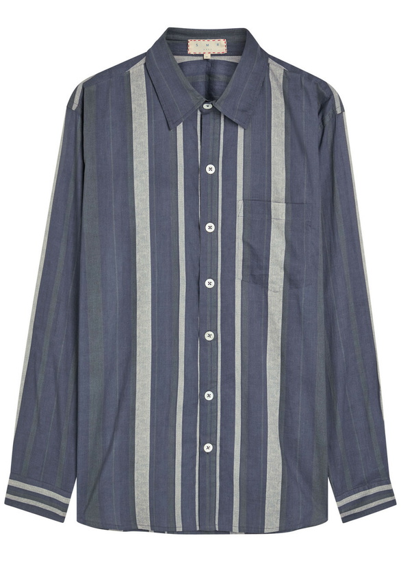 Photo: Smr Days Enamorados Striped Cotton Shirt Navy