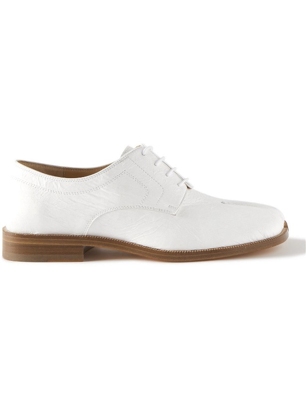 Photo: Maison Margiela - Tabi Split-Toe Textured-Leather Derby Shoes - White