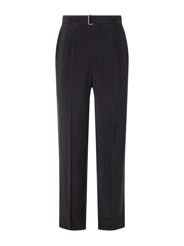 Photo: Officine Générale - Nash Wide-Leg Belted Pleated Canvas Trousers - Black