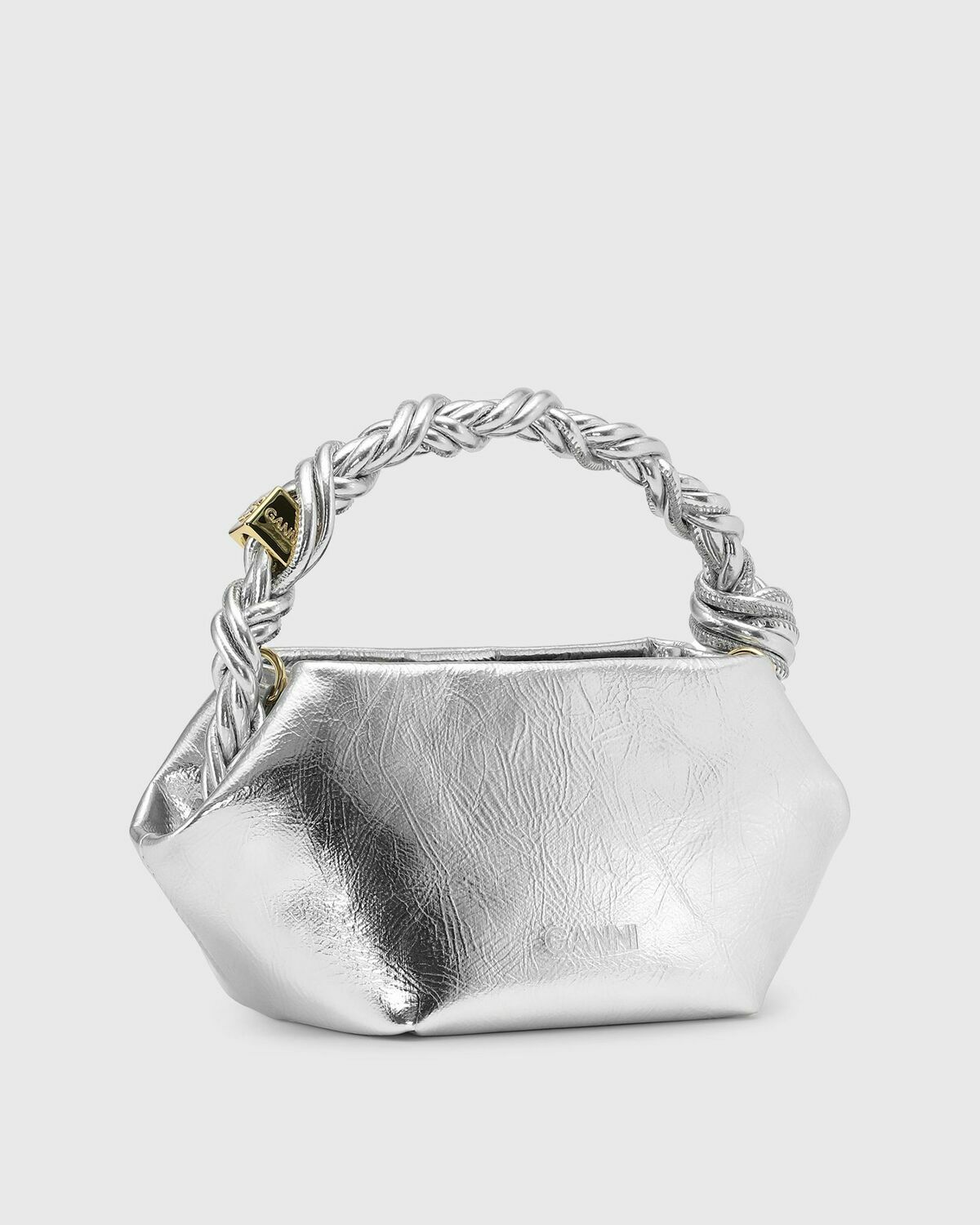 GANNI Occasion Top Handle Bagシルバー Ganni Occasion Top Handle Knot Bag - Silver | Garmentory